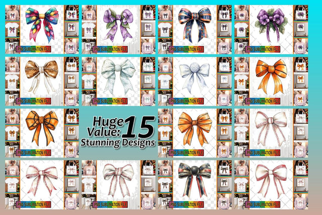 15x PNG Design Selection , Bow Sublimation afrosvg 