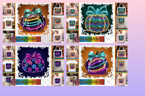 15x PNG Design Set Bundle , Neon Fall Sublimation afrosvg 