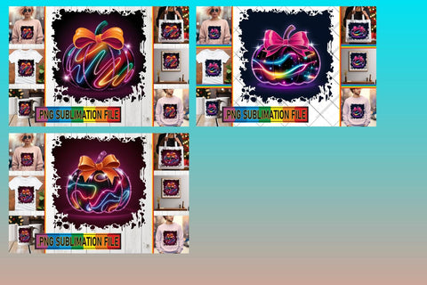 15x PNG Design Set Bundle , Neon Fall Sublimation afrosvg 