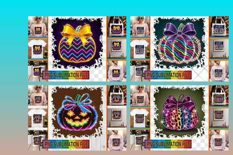 15x PNG Design Set Bundle , Neon Fall Sublimation afrosvg 