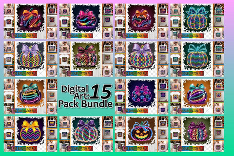 15x PNG Design Set Bundle , Neon Fall Sublimation afrosvg 