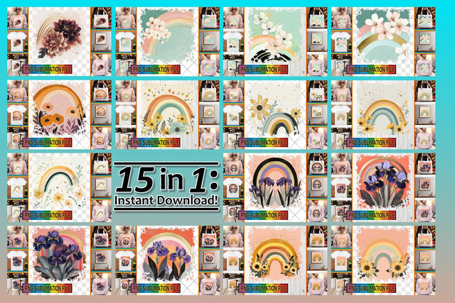 15x PNG Design Set Collection , Flower Sublimation afrosvg 