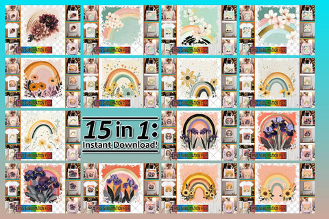 15x PNG Design Set Collection , Flower Sublimation afrosvg 