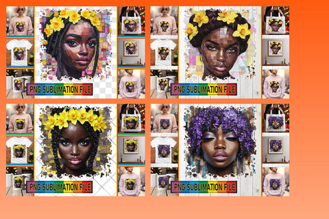 15x PNG Design Set for Crafting , Woman Sublimation afrosvg 
