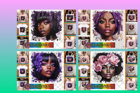 15x PNG Design Set for Crafting , Woman Sublimation afrosvg 