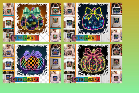 15x PNG Design Set Kit , Neon Fall Sublimation afrosvg 