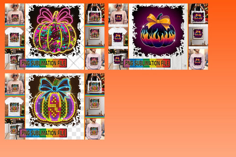 15x PNG Design Set Kit , Neon Fall Sublimation afrosvg 