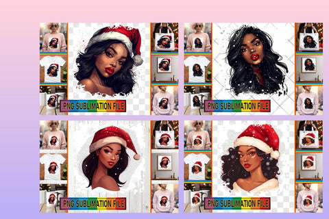 15x PNG Design Set Pack , Xmas Girl Sublimation afrosvg 