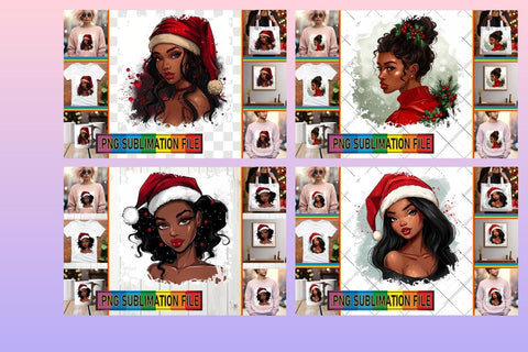 15x PNG Design Set Pack , Xmas Girl Sublimation afrosvg 