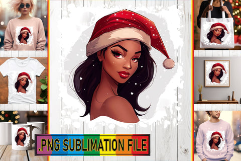 15x PNG Design Set Pack , Xmas Girl Sublimation afrosvg 