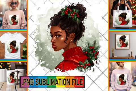 15x PNG Design Set Pack , Xmas Girl Sublimation afrosvg 
