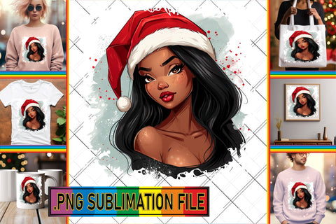 15x PNG Design Set Pack , Xmas Girl Sublimation afrosvg 