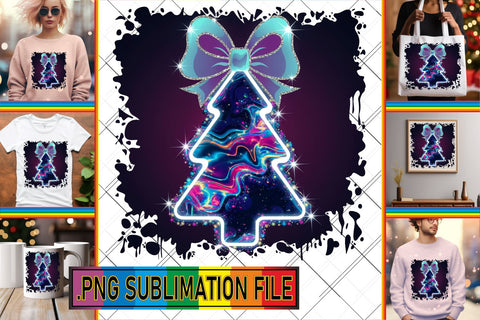 15x PNG Designs Bundle Set , Neon Xmas Sublimation afrosvg 