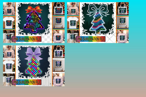 15x PNG Designs Bundle Set , Neon Xmas Sublimation afrosvg 