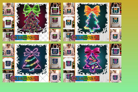 15x PNG Designs Collection Set , Neon Xmas Sublimation afrosvg 