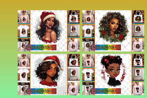 15x PNG Designs Collection , Xmas Girl Sublimation afrosvg 