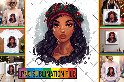 15x PNG Designs Collection , Xmas Girl Sublimation afrosvg 