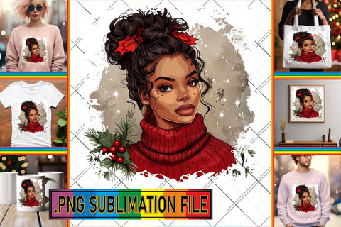 15x PNG Designs Collection , Xmas Girl Sublimation afrosvg 