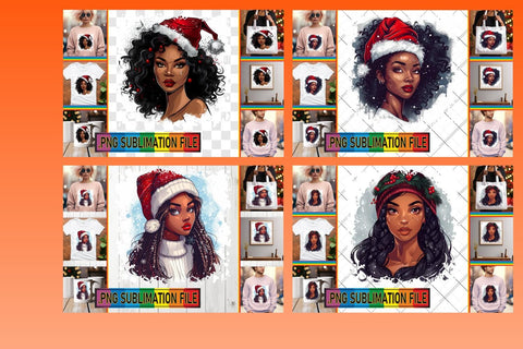15x PNG Designs Collection , Xmas Girl Sublimation afrosvg 