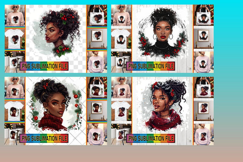 15x PNG Designs Collection , Xmas Girl Sublimation afrosvg 