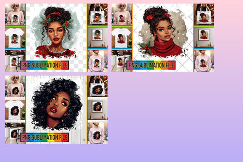 15x PNG Designs Collection , Xmas Girl Sublimation afrosvg 