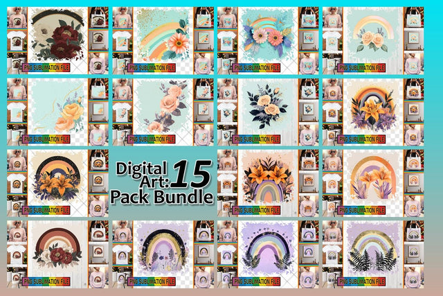 15x PNG Pack Collection , Flower Sublimation afrosvg 