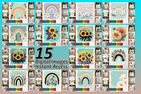 15x PNG Pack Design Bundle , Flower Sublimation afrosvg 