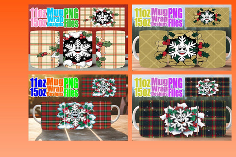 15x Printable Mug Wrap Design , Christmas Sublimation afrosvg 