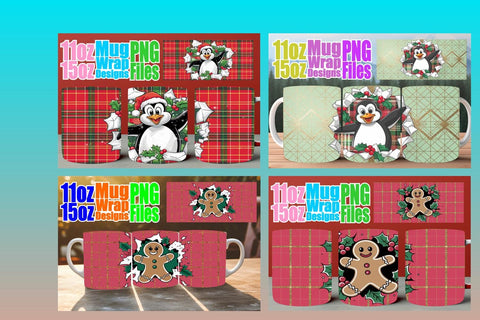 15x Printable Mug Wrap Design , Christmas Sublimation afrosvg 