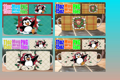 15x Printable Mug Wrap Design , Christmas Sublimation afrosvg 