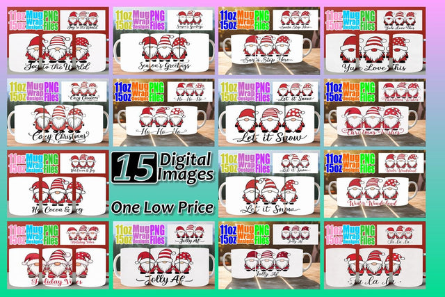 15x Printable Mug Wrap , Xmas Sublimation afrosvg 