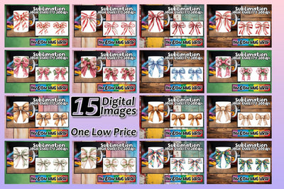 15x Professional Mug Wrap , Bow Sublimation afrosvg 
