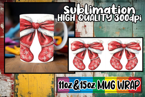 15x Ready-Made Mug Wrap , Bow Sublimation afrosvg 