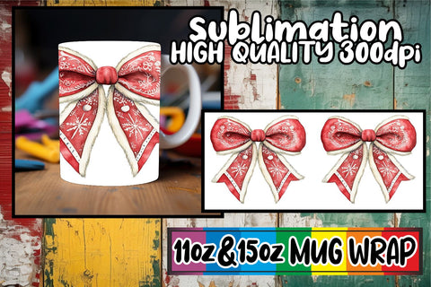 15x Ready-Made Mug Wrap , Bow Sublimation afrosvg 