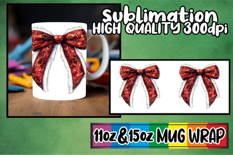 15x Ready-Made Mug Wrap , Bow Sublimation afrosvg 