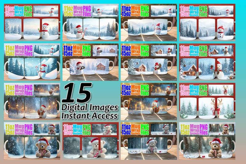 15x Ready-to-Print Mug Wrap , Winter Sublimation afrosvg 