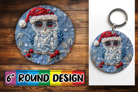 15x Round Car Coaster Design Pack , Xmas Owl Sublimation afrosvg 