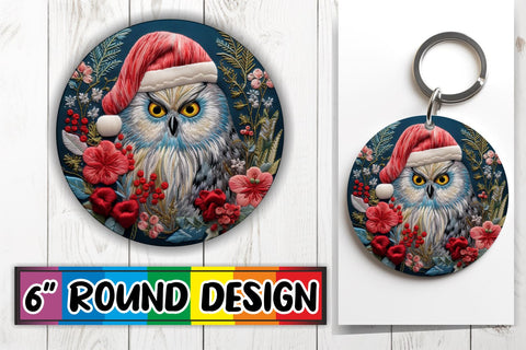 15x Round Car Coaster Design Pack , Xmas Owl Sublimation afrosvg 