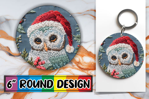 15x Round Car Coaster Design Pack , Xmas Owl Sublimation afrosvg 