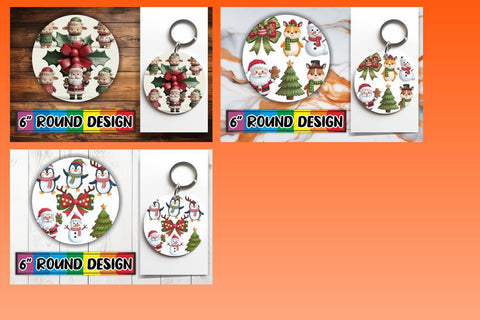 15x Round Car Coaster Design Pack , Xmas Sublimation afrosvg 