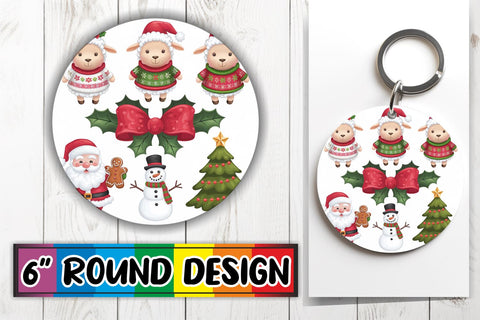 15x Round Car Coaster Design Pack , Xmas Sublimation afrosvg 