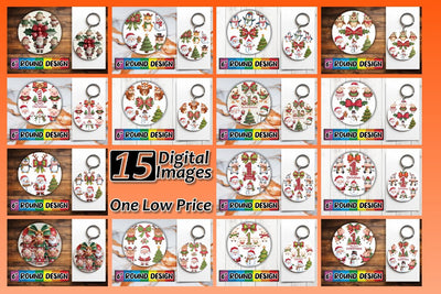 15x Round Car Coaster Design Pack , Xmas Sublimation afrosvg 