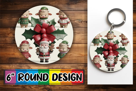 15x Round Car Coaster Design Pack , Xmas Sublimation afrosvg 