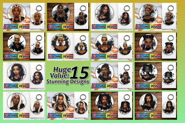 15x Round Car Coaster Sublimation Pack , Halloween Sublimation afrosvg 