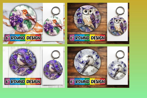 15x Round Coaster Design Pack for Sublimation , 3D Bird Sublimation afrosvg 