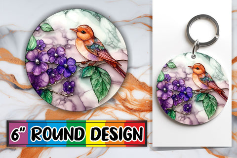 15x Round Coaster Design Pack for Sublimation , 3D Bird Sublimation afrosvg 