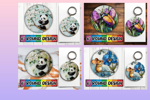 15x Round Coaster Design Sublimation , Animals Sublimation afrosvg 