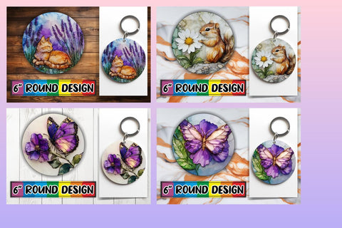 15x Round Coaster Design Sublimation , Animals Sublimation afrosvg 