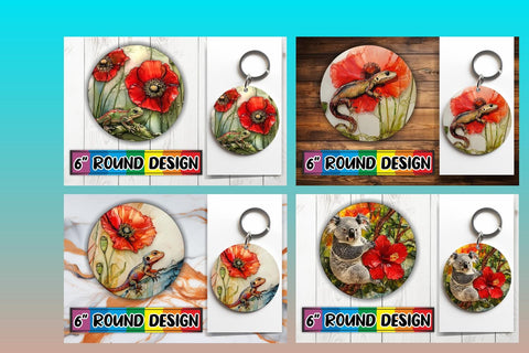 15x Round Coaster Design Sublimation , Animals Sublimation afrosvg 