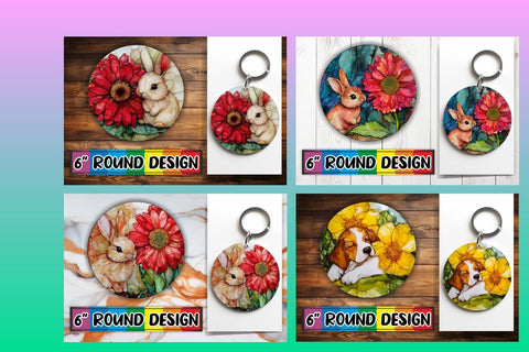 15x Round Coaster Design Sublimation , Animals Sublimation afrosvg 